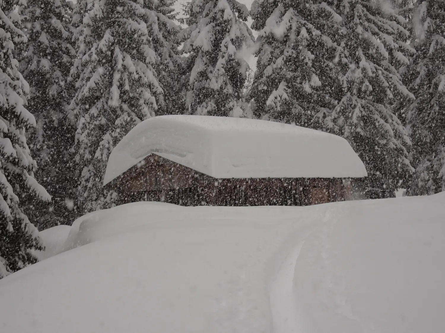 Winterschnee bei Bergspur